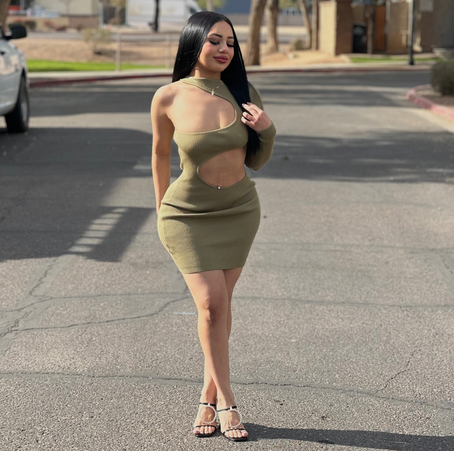 Temptations dress olive green